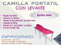 camillas portatiles tipo maleta con levante