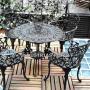 mesa 84cms sillas corazon
